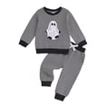 thumbnail image 3 of JAJAHO Newborn Baby Boy Clothes Halloween Outfit Letter Printed Sweatshirt And Pants Toddler Jogger Set 0-3T, 3 of 5