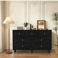 thumbnail image 5 of YOCWO 7 Drawer Fluted Dresser for Bedroom, Mid Century Chest of Drawers with Arc Edge, Wood Storage Large Dresser Organizer for Bedroom Living Room Hallway Closet, Black, 5 of 9