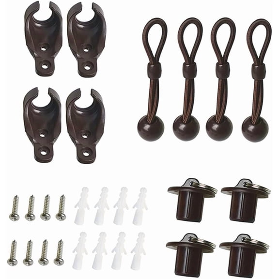 Replacement Shade Parts Bungee End Cap Kit for Exterior Cordless Roller Shades Outdoor Blinds( 2 Sets)(Brown)