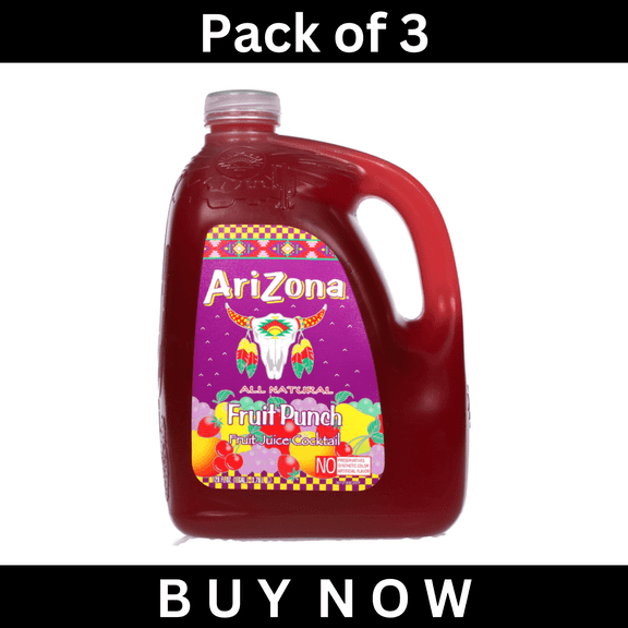 AriZona Fruit Punch Juice Cocktail – All Natural, 128 fl oz Bottles, Pack of 3