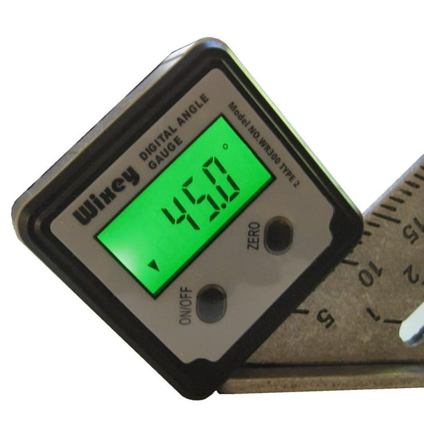 Wixey Digital Angle Gauge WR300 Type 2 with base and backlight