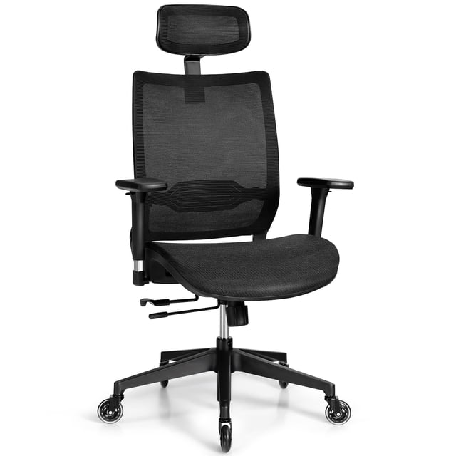Costway Chaise de Bureau Réglable en Maille avec Siège Coulissant et Support Lombaire
