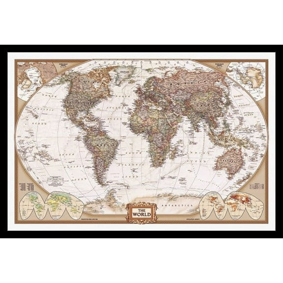 World Map Historical Laminated & Framed Poster (36 x 24)