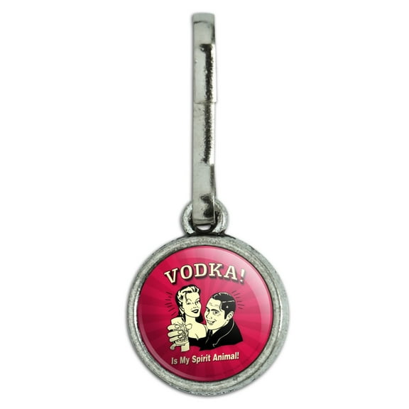 Vodka is My Spirit Animal Funny Humor Antiqued Charm Clothes Purse Suitcase Backpack Zipper Pull Aid