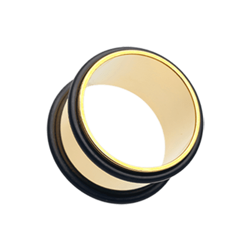 Gold Plated No Flare Ear Gauge Tunnel Plug Earrings