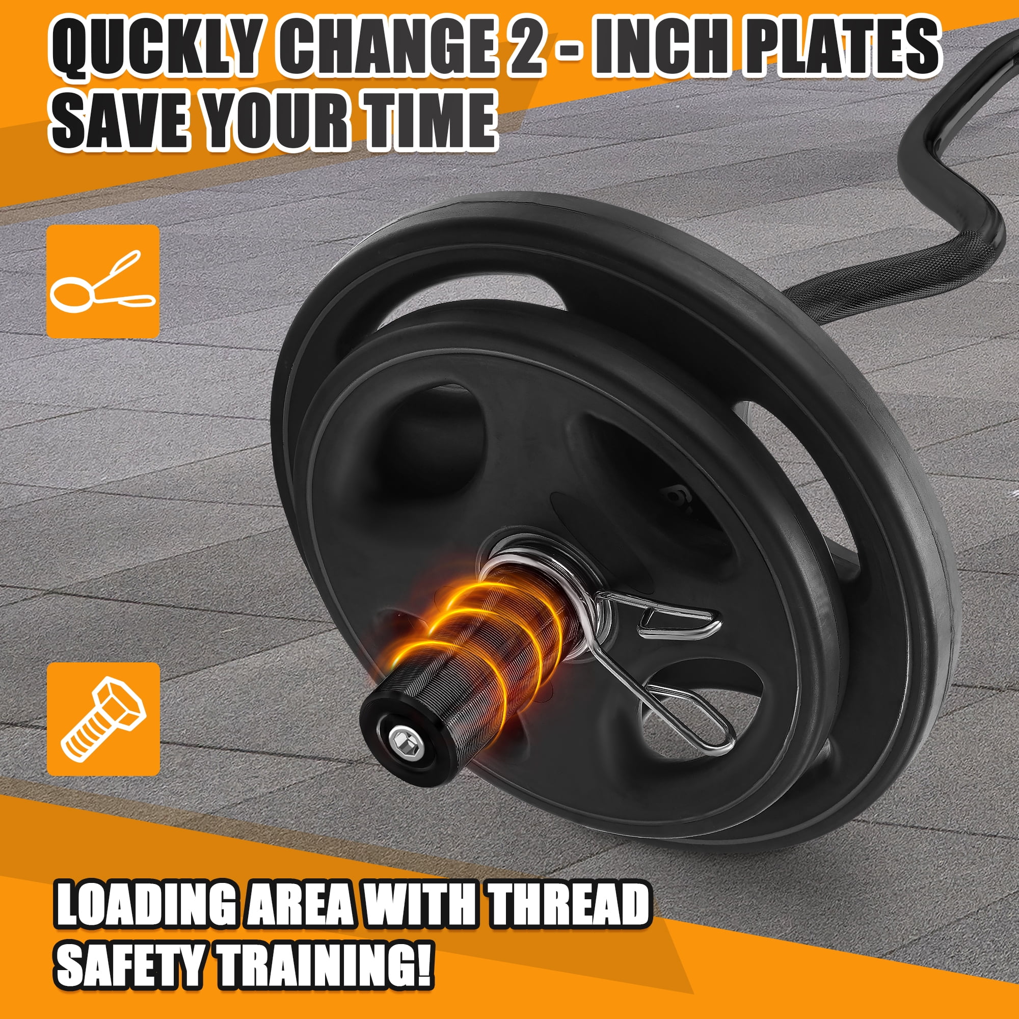 FIXTECH 47" Olympic EZ Curl Barbell Bar for Strength Training, Alloy Steel, Center knurl, Suitable for 2 inch Weight Plates, Black