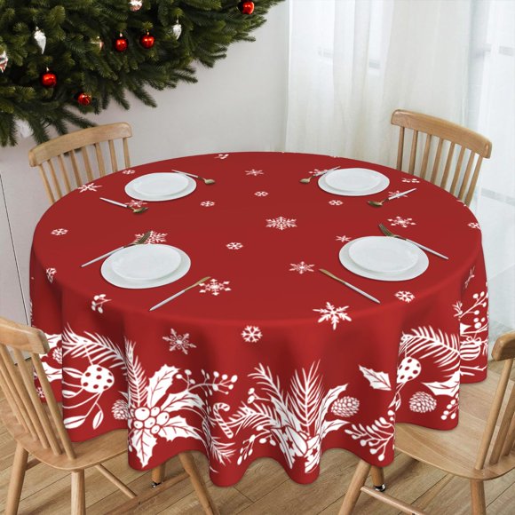 Mantel navideño redondo JYKCUL, 152 cm, diseño floral navideño