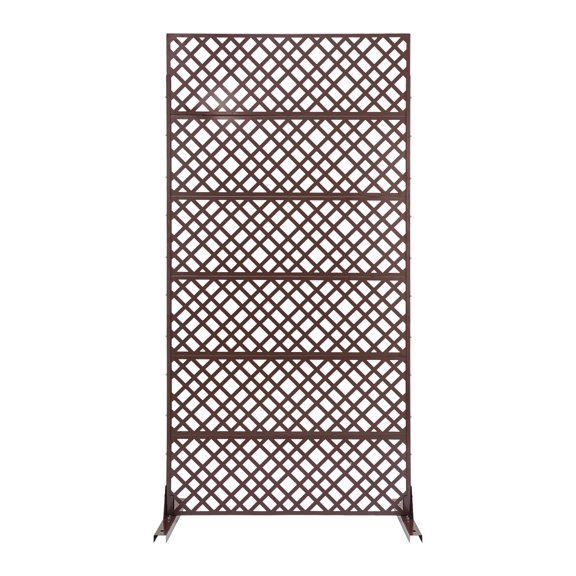 ToppiJoy Metal Privacy Screen, Diamond Shape Pattern Detachable Decorative Room Divider (Brown)