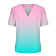 thumbnail image 4 of iHengLiXing Summer Tops for Womens Dressy Casual Women's Summer Fashion Gradient Print-neck Casual Short Sleeved Top Short Sleeved-neck Top/Shirt Pink XL, 4 of 5