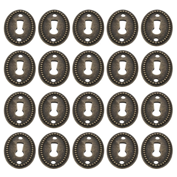 BESTYASH 20Pcs Keyhole Covers Zinc Alloy Black Oval for Cabinet Doors Furniture Enhancement