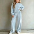 thumbnail image 2 of CYRBOKO 2 Piece Pullover Sweater Sets for Girls Size 10-12 T, Crew Neck Soft Fall Winter Long Sleeve Girls Clothes Light Blue, 2 of 5