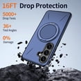 thumbnail image 6 of For Samsung Galaxy A25 5G Phone Case,With 360°Rotatable Contractile Ring Kickstand,Compatible with Mag-safe,Heavy Duty Protection,Rugged Shockproof Anti-Scratch Durable Phone Case,Blue, 6 of 6