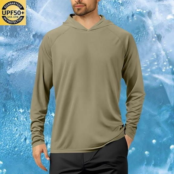 HOMADLES Mens Long Sleeve Hoodie Lightweight Mens Long Sleeve Shirt Pullover Fashion Solid Hooded Sweatshirts Army Green 2XL