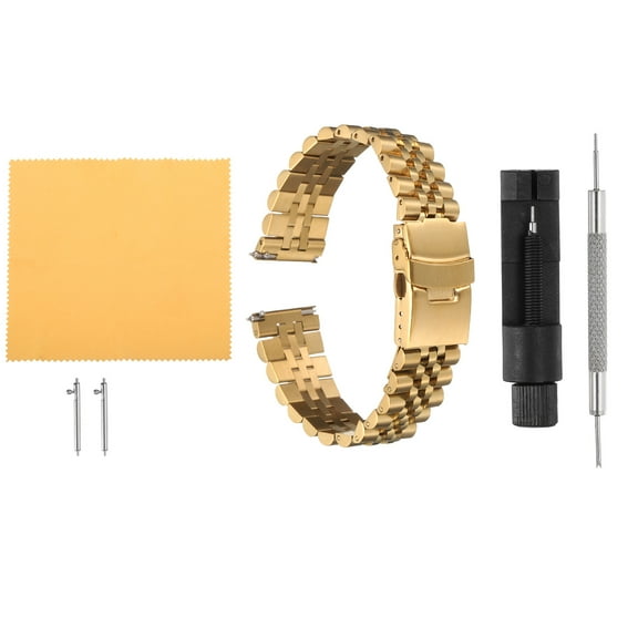 Uxcell Stainless Steel Mesh Watch Band 20mm Quick Release Universal Metal Watch Strap Double-Lock Deployment Clasp Replacement Bands for Men Women, Gold Tone