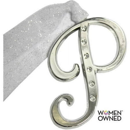 Gloria Duchin Silvertone Initial with Swarovski Crystals