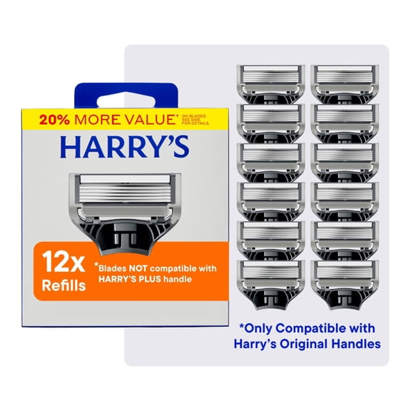 Harry's Men's Razor Blade Refill Cartridges, 12 Count