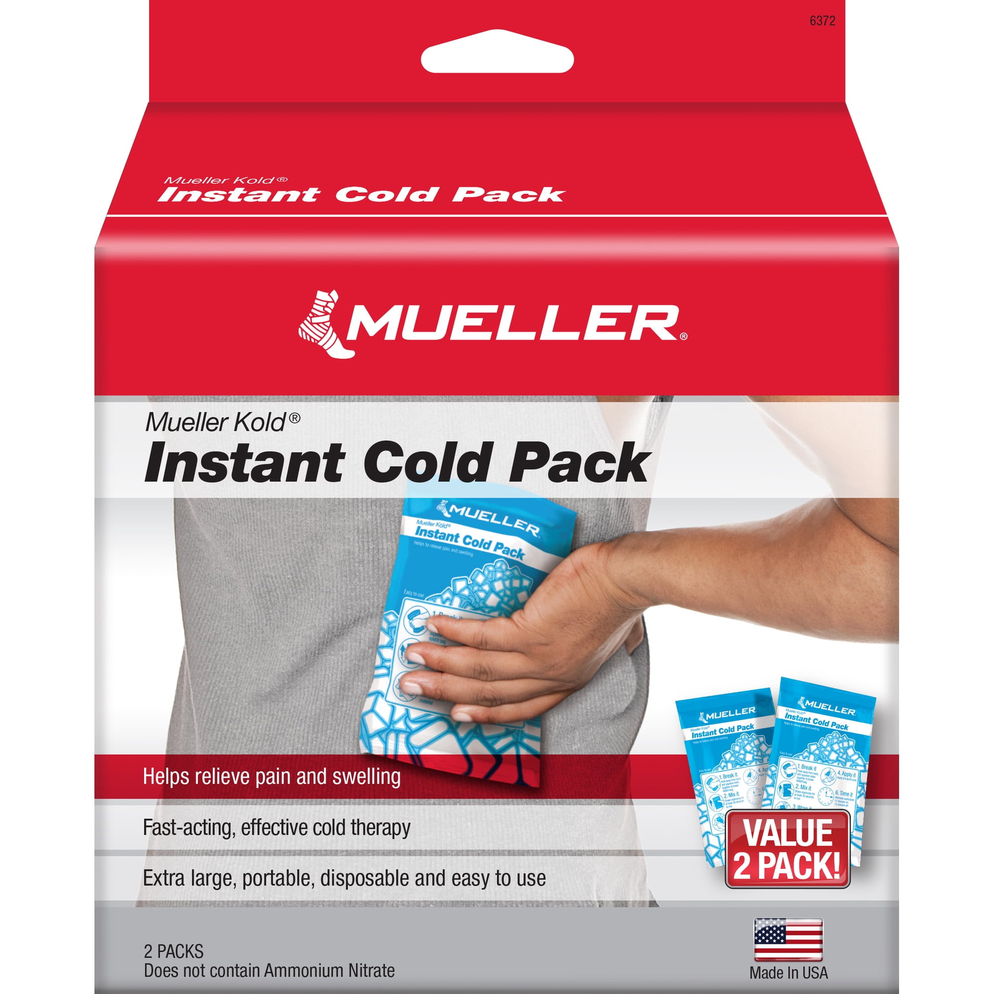 Mueller Instant Cold Packs, 6" x 9", 2 pack
