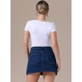 thumbnail image 4 of DARING DIVA Women's High Waisted A Line Stretchy Side Slit Mini Denim Skirt S Dark Blue, 4 of 7