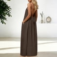 thumbnail image 4 of YHAJDS Women Sleepshirt Pajamas Dress Sleepwear Sleeveless Solid Color Round Neck Pocket Maxi, 4 of 5