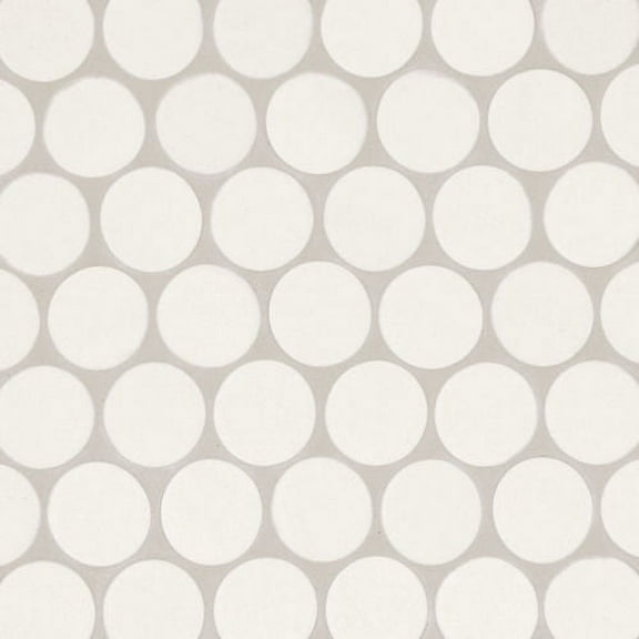 Bedrosians Makoto Matte Porcelain Mosaic 2" Round, 10" x 10" Sheet, Shoji White (5-Pack, 3.42 SF)
