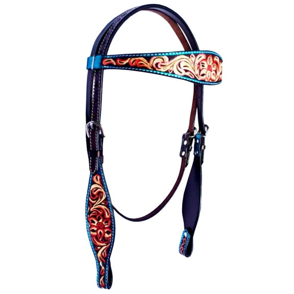 HILASON Western Horse Headstall American Leather Floral