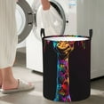 thumbnail image 5 of Daiia Neon Psychedelic Giraffe Round Laundry Basket with Handles Thickened Waterproof Circular hamper,Dirty Clothes Storage Basket for Bedroom,Bathroom,College Dorm-Small, 5 of 6