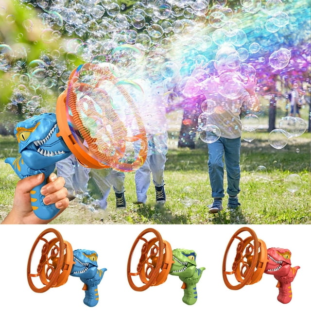 Fiudx Máquina de Burbujas de Dinosaurio, Soplador Automático de Bajo Ruido, Produce 600 Burbujas Por Minuto, Diversión Colorida para Fiestas, Actividades de Verano y Entretenimiento Al Aire Libre, In