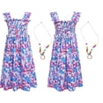 thumbnail image 1 of Linjinx Robe d'Été Décontractée pour Filles avec Collier Imprimé Floral Boho Robe de Plage Bleu&Violet 120, 1 of 6