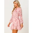 thumbnail image 3 of Mini vestido de chifón de manga larga semitransparente con cuello en V y cuello en V para mujer de verano 2023 Rosa M, 3 of 6