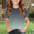 thumbnail image 2 of Zpanxa Girls T Shirts Ombre Print Crew Neck Short Sleeve Summer Casual Tee, 2 of 5