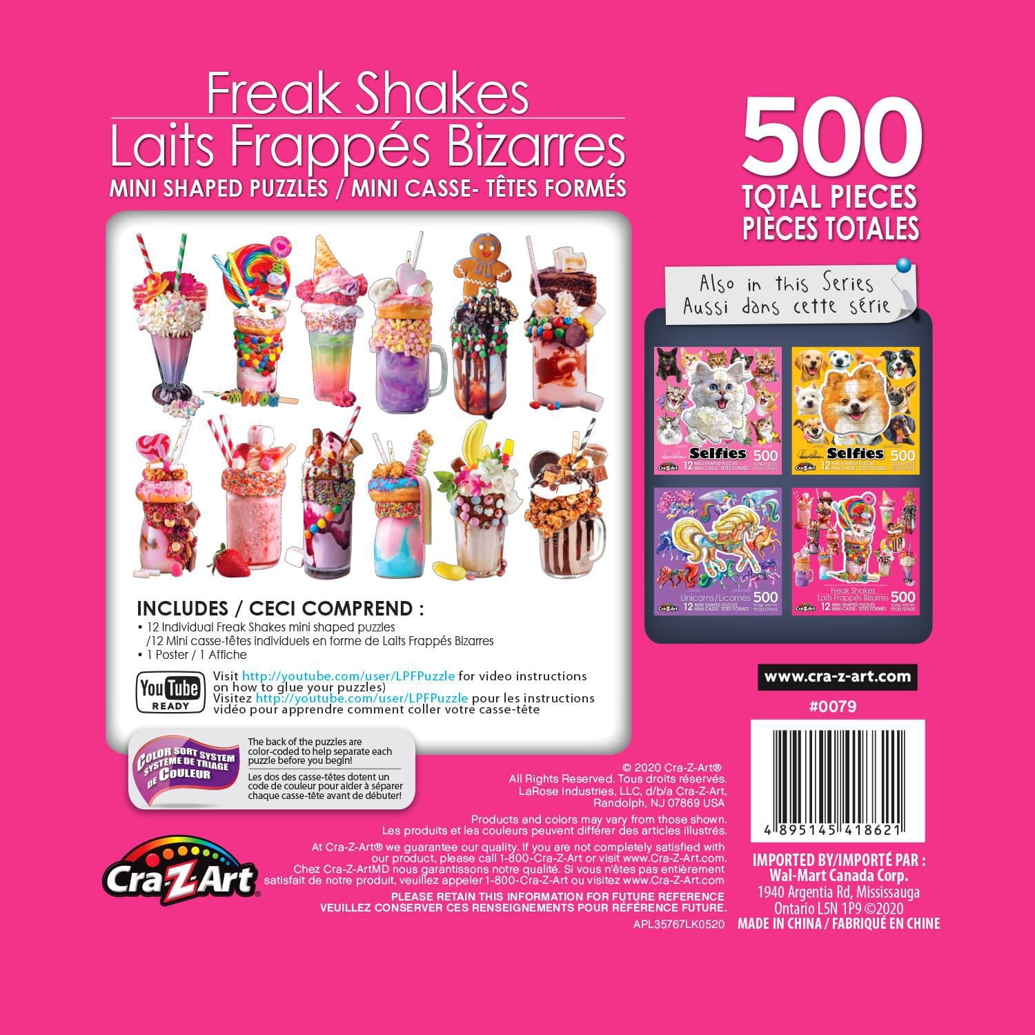 Cra-Z-Art 12 Mini Casse-Têtes en formés des Laits Frappés Bizarres - 500pcs totales