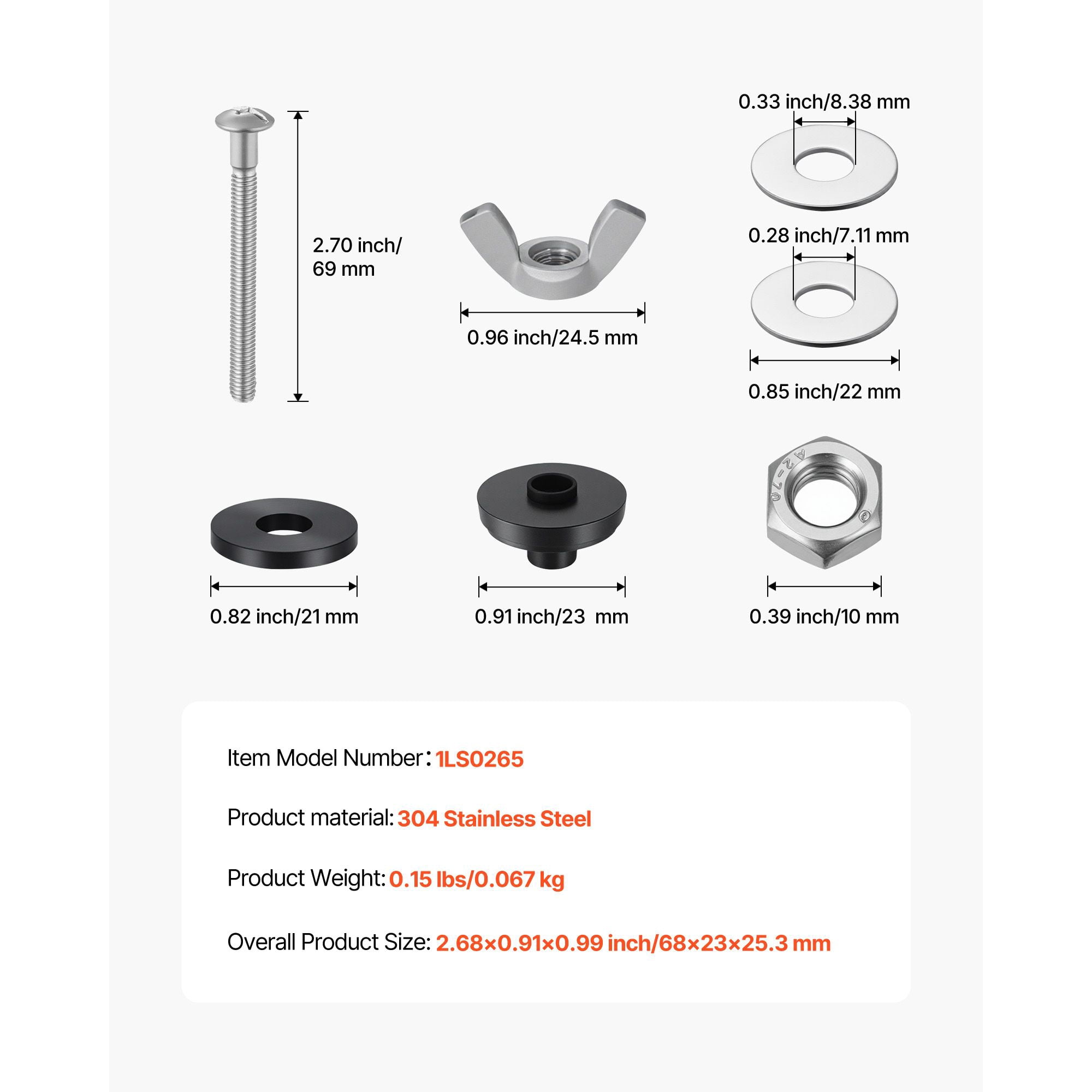 304 Stainless Steel Toilet Bolts Set Rust Resistant, Heavy Duty Toilet Seat & Tank Mounting Hardware, Premium Metal Bolts for Bathroom Toilet Repair