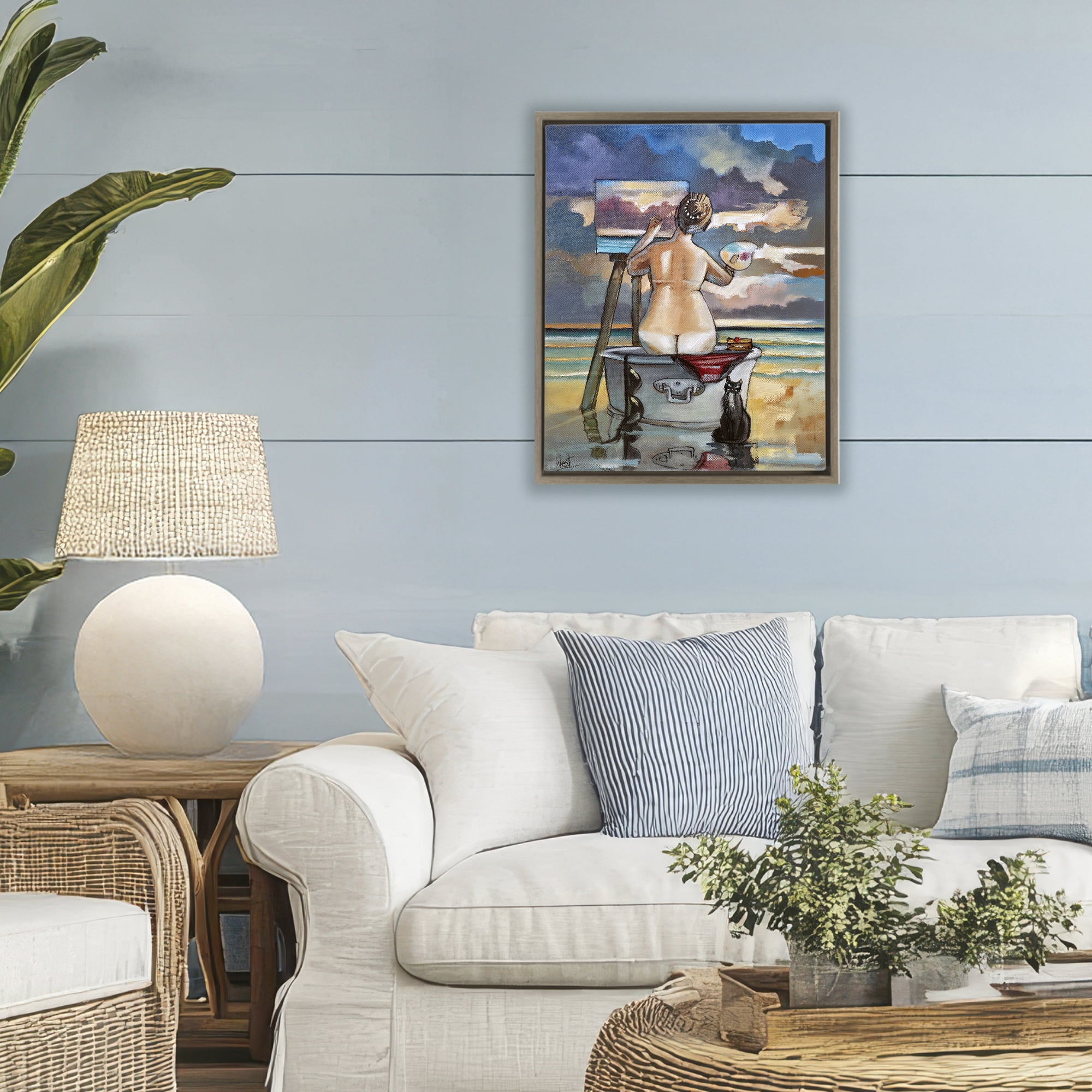 Stupell Industries Painting Up A Storm Brown Framed Floater Canvas Wall Art, design by Ronald West