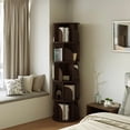 thumbnail image 4 of YOWOS 5-Tier Rotating Shelf Unit, 360° Swivel Wood Organizer for Small Spaces, Walnut, 4 of 9