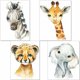 thumbnail image 1 of Juego de 4 carteles decorativos para habitación infantil - carteles de bebé niño o niña - animales de safari en la selva - decoración de pared imagen jirafa elefante cebra tige, 1 of 1