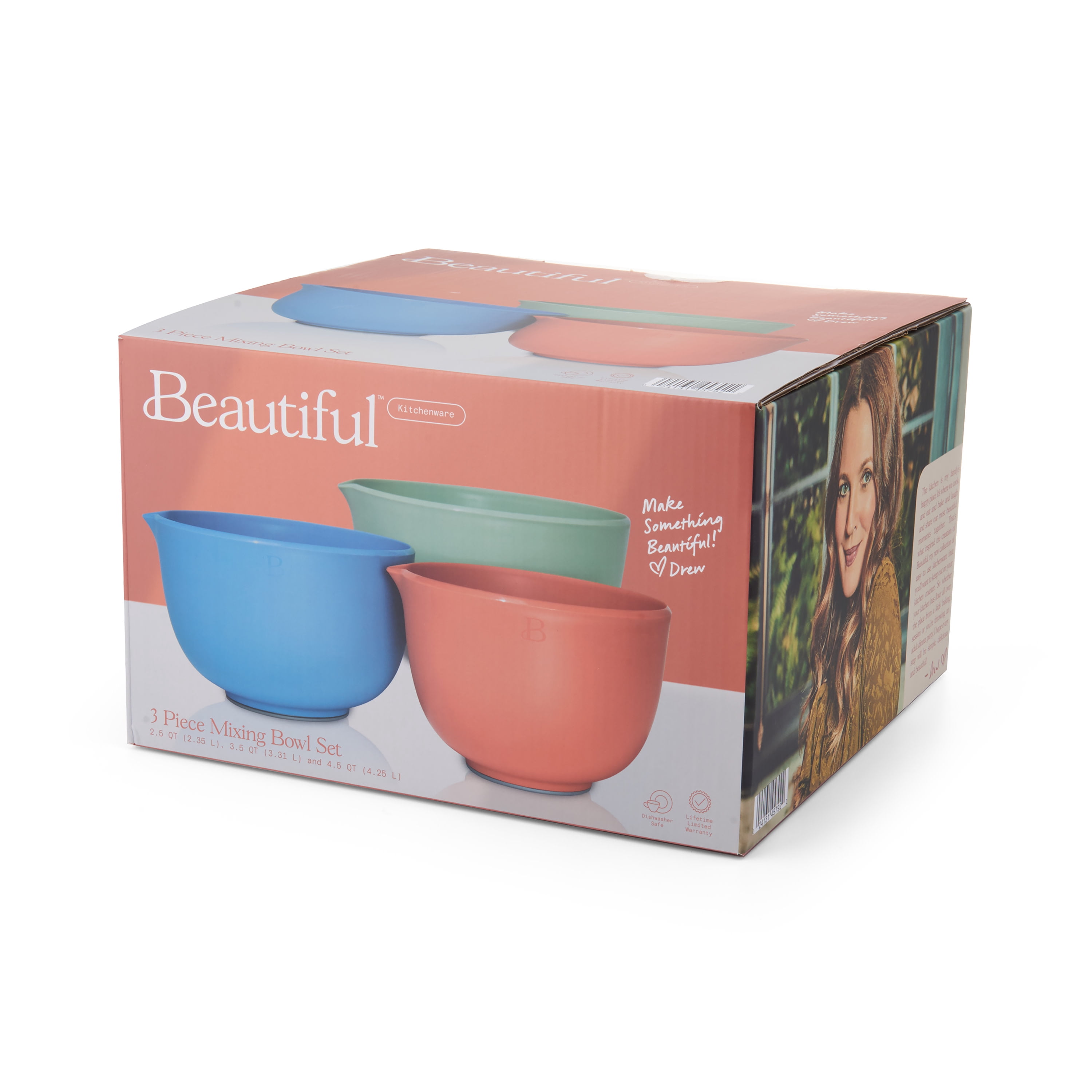 Beautiful Set of 3 Bowls; Small, Medium and Large in Assorted Colors by Drew Barrymore