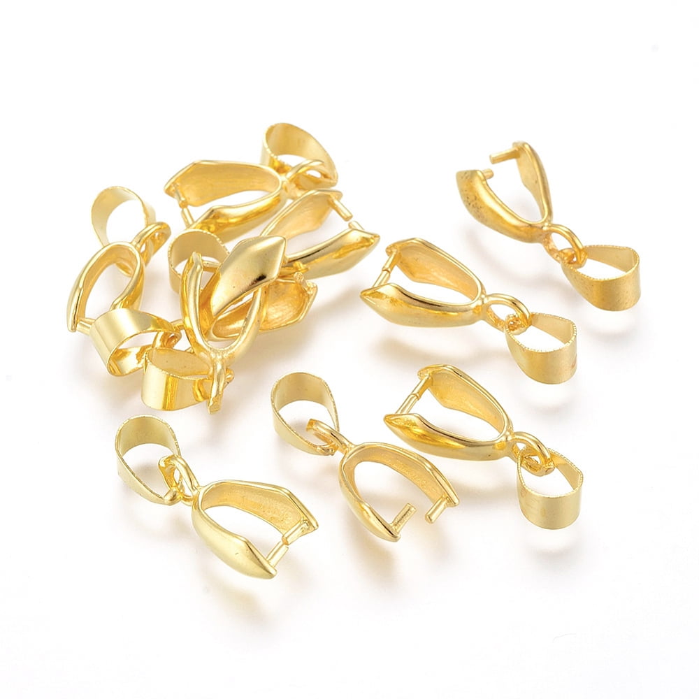 Brass Ice Pick Pinch Bails Long-Lasting Plated Real Gold Plated Real 18K Gold Plated 13x4mm Hole: 4x6mm Inner Size: 7x4.5mm Pin: 0.7mm