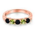 thumbnail image 3 of Gem Stone King 18K Rose Gold Plated Silver Black Onyx and Green Peridot Wedding-Bands Ring for Women | 0.80 Cttw | Round 3.5MM | Gemstone December Birthstone | Size 5, 3 of 6