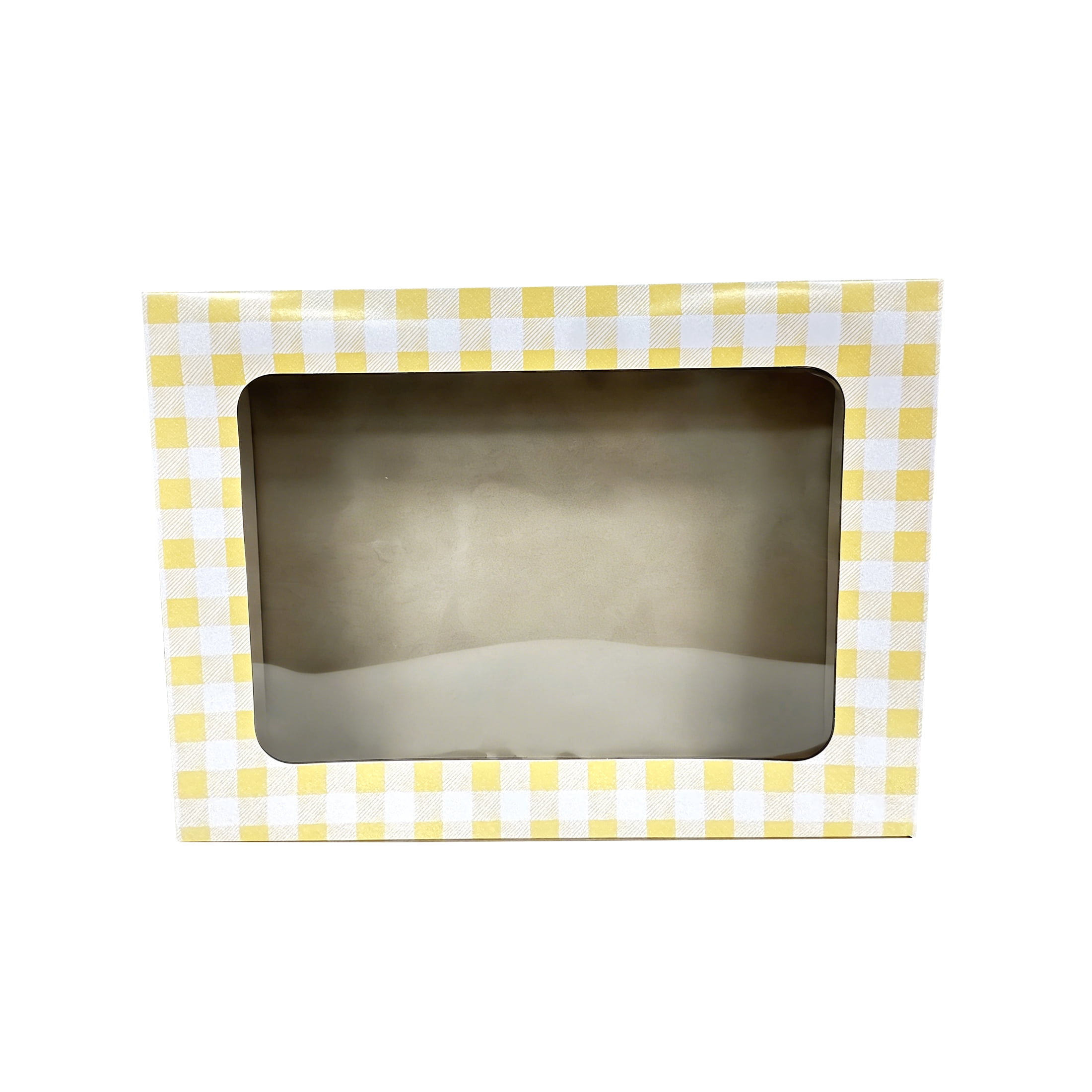 Way To Celebrate 19" x 14" x 4" Yellow Plaid Cake Box with Window (1 Piece)