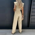 thumbnail image 6 of Women High Waist Belted Dungarees Long Pants, Polyester Spandex, Casual Daily Work Outfit, 6 of 6