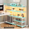 thumbnail image 4 of U Shaped Computer Desk with 3 Fabric Drawers and 5-tier Storage Shelves, Home Office Desk with LED Lights, 4 of 6