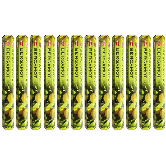 Hem Bergamot Incense Sticks Agarbatti Masala - Pack of 12 Tubes, 20 Sticks Each Box, Total 240 Sticks - Quality Incense Hand Rolled in India for Healing Meditation Yoga.., By Brand Hem Incense