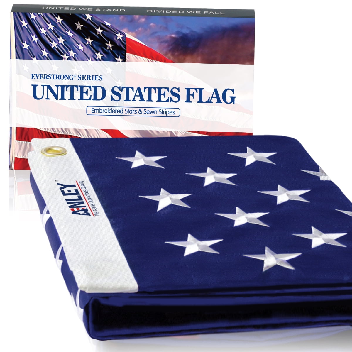 Anley 6x10 Ft American US Flag 210D Polyester - Embroidered USA Banner Flags with Brass Grommets