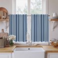 thumbnail image 2 of Navy Blue Tier Curtains 54 Inch Length, Farmhouse Striped Modern Artwork Cafe Short Curtains for Bathroom Over Sink, Small Kitchen Curtain Light Filtering Tiered Drapes 2 Panels 27.5"Wx54"L, 2 of 9