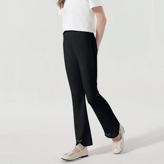 NAISIBABY Girls Flared Pants 7-8 T, Stretchy High Waisted Cotton Causal Yoga Leggings Pants Black(2-13T)