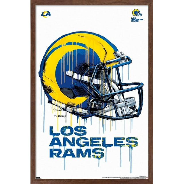 NFL Los Angeles Rams - Drip Helmet 20 Wall Poster, 14.725" x 22.375" Framed