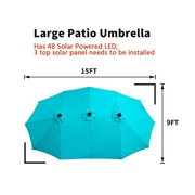 15ft Patio Umbrella With Solar Led Lighted,Double-Sided Outdoor Umbrella for Garden Extra Large