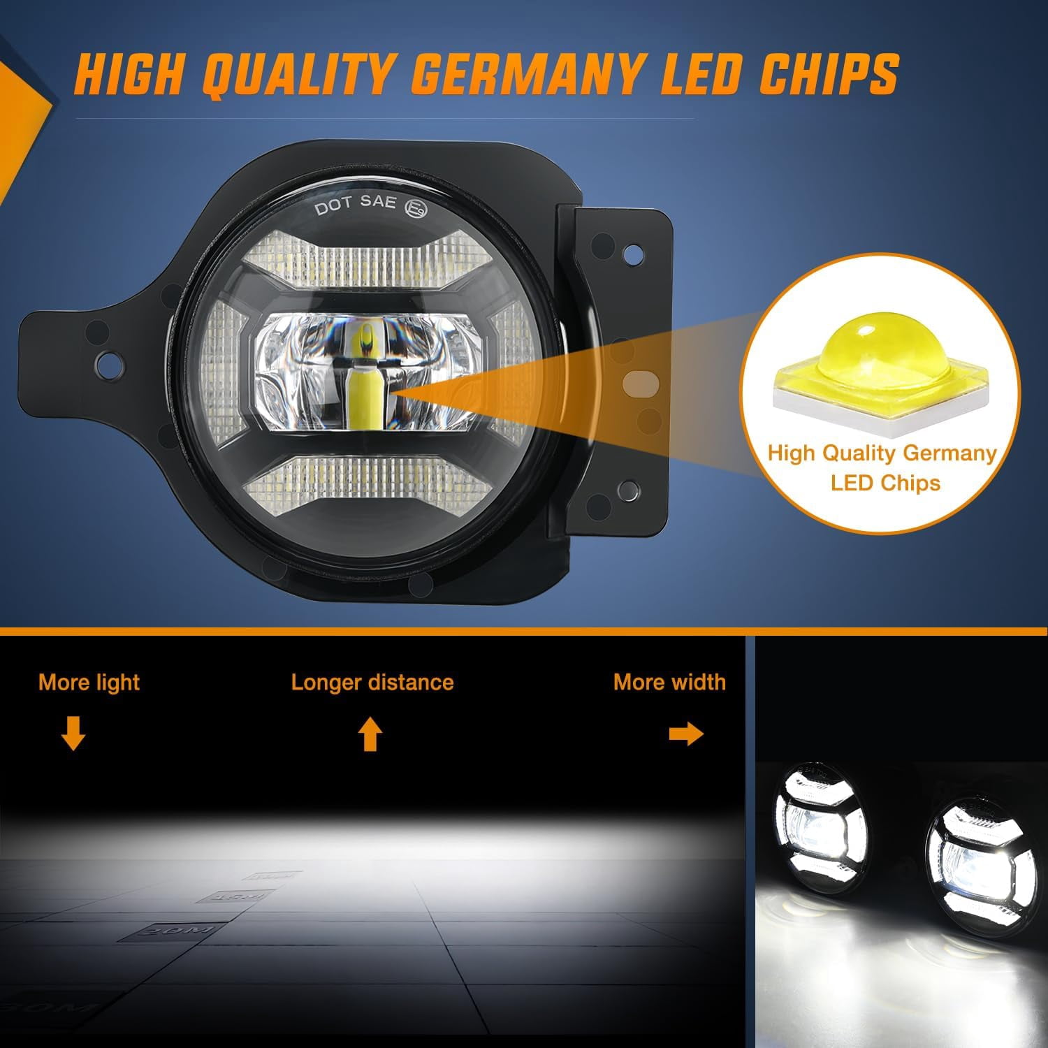 Nilight 4inch Led Fog Light Assembly Compatible with 2007 2008 2009 2010 2011 2012 2013 2014 2015 2016 2017 2018 2019 2021 2022 2023 2024 Jeep Wrangler JK TJ Sport Rubicon Sahara