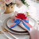 thumbnail image 5 of Cuatro de julio Servilleteros patrióticos con flores artificiales, juego de 1 accesorio de mesa decorativo, Soportes de tela del Día de la Independencia para cenas festivas, Decoración de fiesta de, 5 of 6