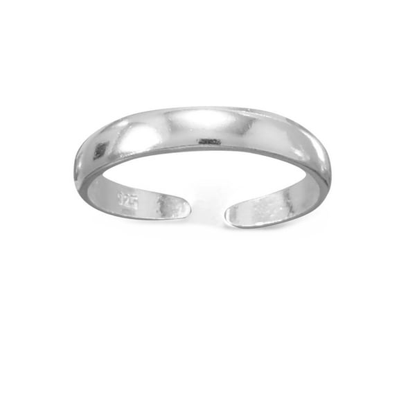 Sterling Silver Toe Ring Polished Plain 3mm Wide Band